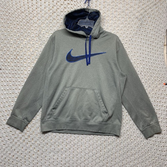 Nike Other - Nike Therma Fit Hoodie Pullover Men's Size M Gray Center Swoosh Logo